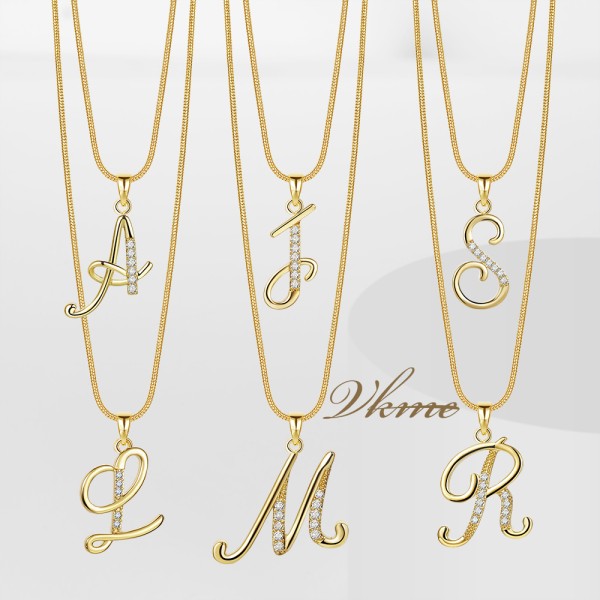 Initial Necklace Factory - High Quality Letter Pendant Copper Gold Plated Opp Bag