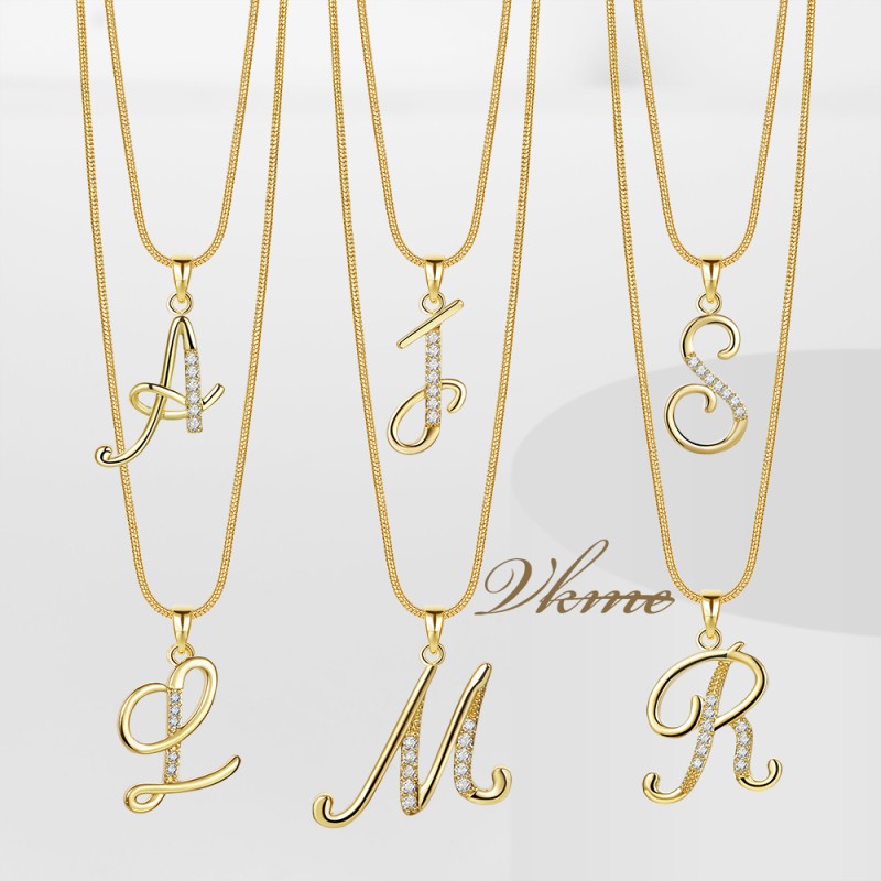 Initial Necklace Factory - High Quality Letter Pendant Copper Gold Plated Opp Bag
