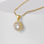 Wedding Pendant Supplier - Crystal Geometric Cubic Zircon Round Necklace Jewelry