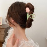 Hair Clips Supplier - Tulip Metal Enamel Flower Large Claw Clip Headgear Accessories