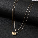 Necklace Factory - Custom Double Layered Crystal Love Heart Gold Color Pendant