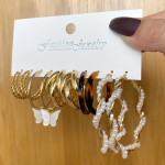 Earrings Set Factory - Pearl Twist Gold Plated Geometric Set Give Women Jewellery