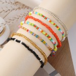 Anklet Bracelets Supplier - 7pcs Handmade Beaded Rainbow Color Elastic Foot Beach
