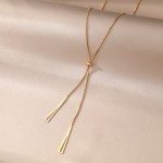 Necklace Manufacturer - Triangle Tassel Pull-out Stainless Steel Adjustable Knot