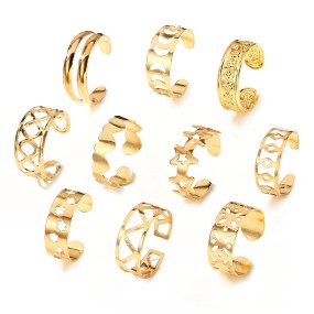 Foot Rings Supplier - Cute Hollow Five Pointed Star Flower 10 Piece Gold Plated
