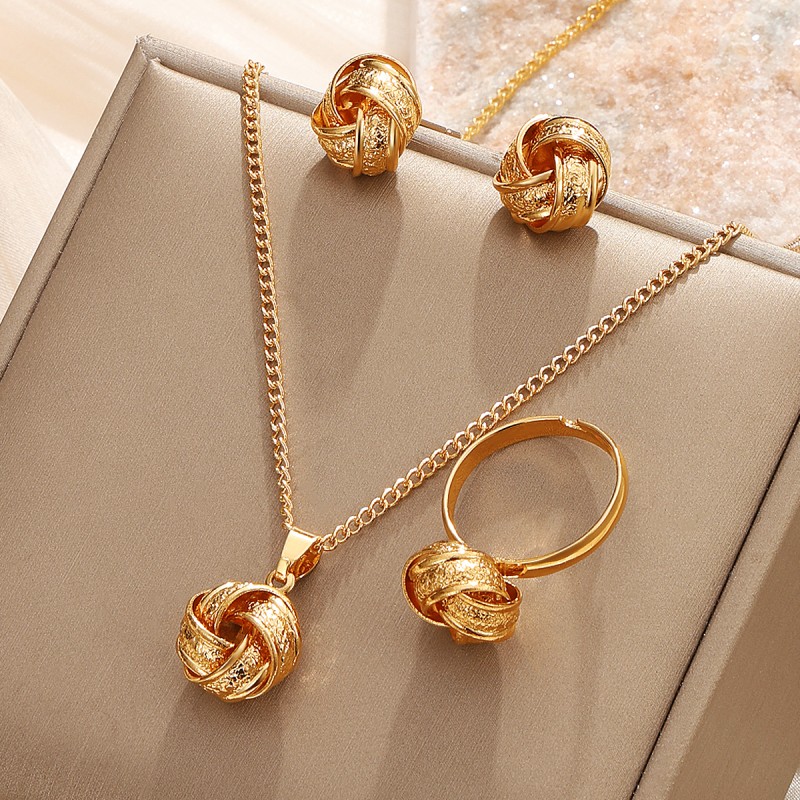 Jewelry Set Manufacturer - Luxury Golden Braided Knot Elegant Fashion Accessories