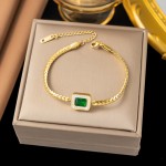 Jewelry Set Supplier - Trendy Emerald Square Pendant Stainless Steel Without Box