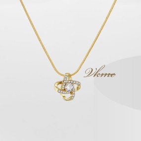 Pendant Necklace Factory - Gold Color Copper Zircon CZ Forever Love Knot