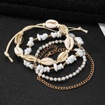 Anklets Factory - Bohemian Layered Sea Shell Beaded Stone Ankle Chain Summer