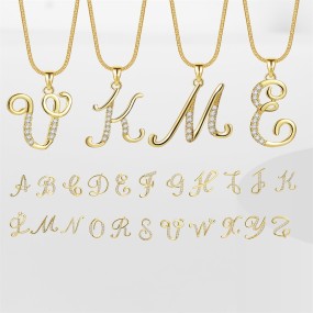 Alphabet Necklace Supplier - 18k Gold Plated Initial Letter English Personalized A-Z