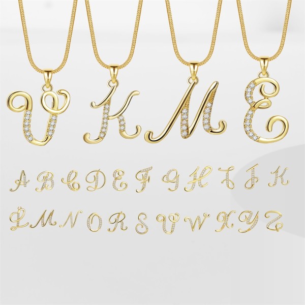 Alphabet Necklace Supplier - 18k Gold Plated Initial Letter English Personalized A-Z