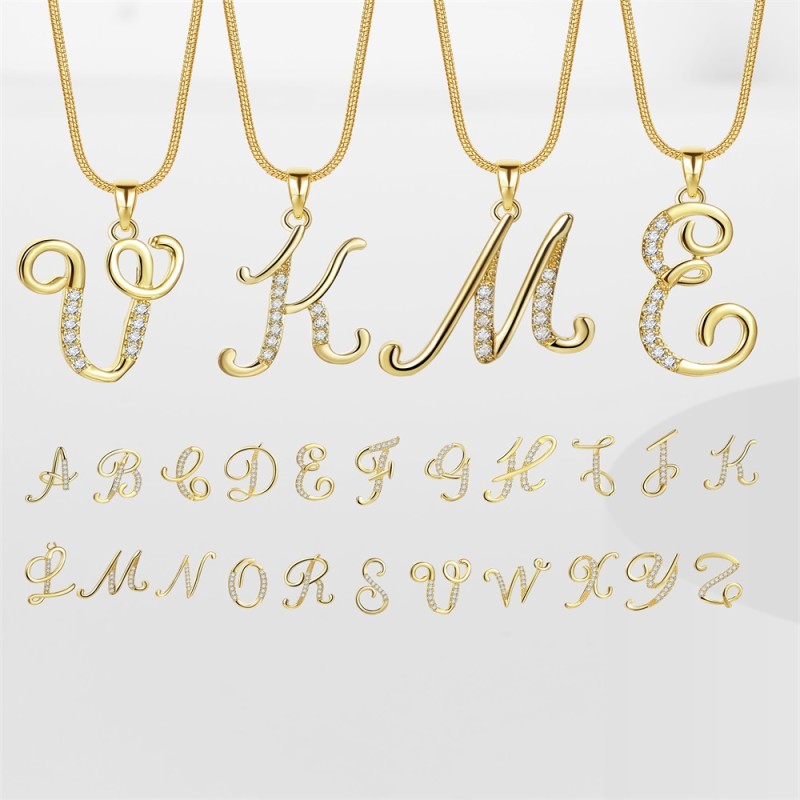 Alphabet Necklace Supplier - 18k Gold Plated Initial Letter English Personalized A-Z