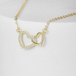 Pendant Necklace Manufacturer - Custom Wholesale Interlocking Heart CZ Zircon Double