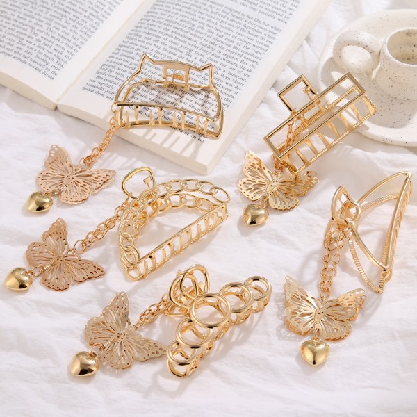 Hair Pins Manufacturer - New Hollow Out Butterfly Tassel Love Pendant Party Accessories