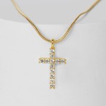 Necklace Manufacturer - Wholesale Gold Plated Zircon Crystal Rhinestone Cross Copper