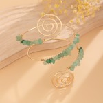 Armband Manufacturer - African Style Crushed Stone Beaded Spiral Line Vintage Gold