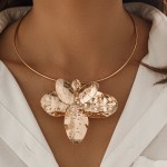 Jewelry Set Supplier - Fashion Three-Dimensional Flower Irregular Metal Petal Collar