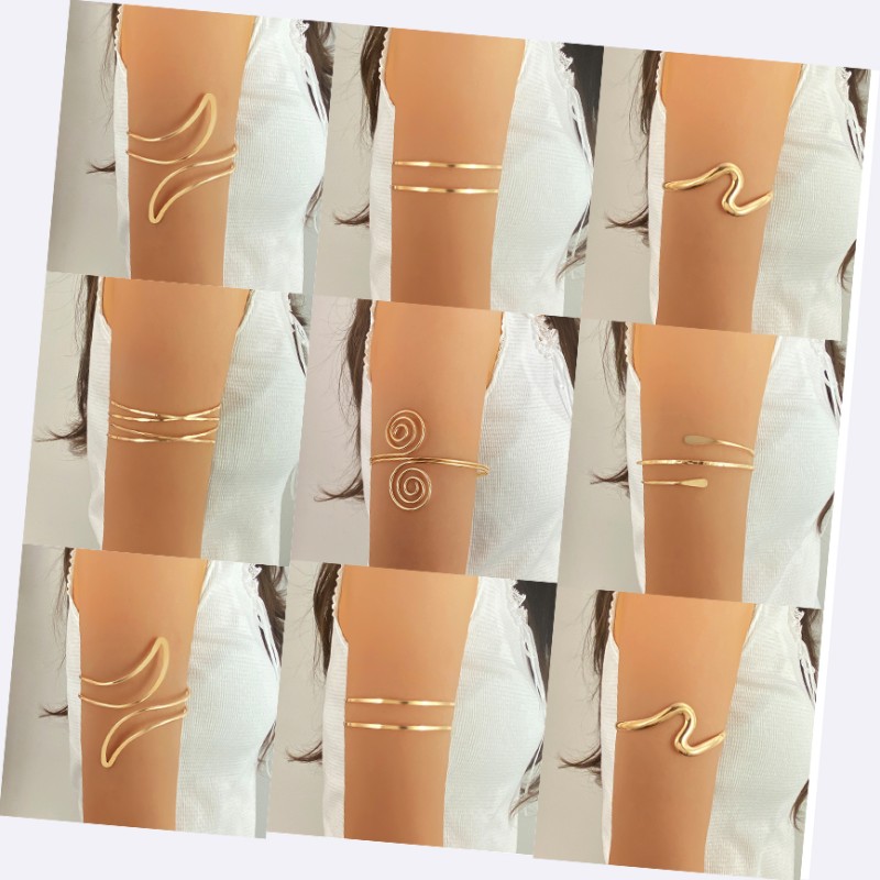 Armband Manufacturer - African Style Crushed Stone Beaded Spiral Line Vintage Gold