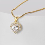 Heart Pendant Manufacturer - 18K Gold Cubic Zirconia Bling Love Necklace Accessories