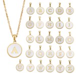 Letter Necklace Supplier - Round 26 Capital A-Z Gold Alloy Initial Pearl Shell Pendant