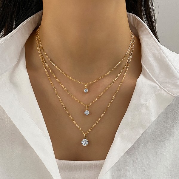 Necklace Manufacturer - 2025 Fashion Zircon Three Layer Tassel Gold for Women