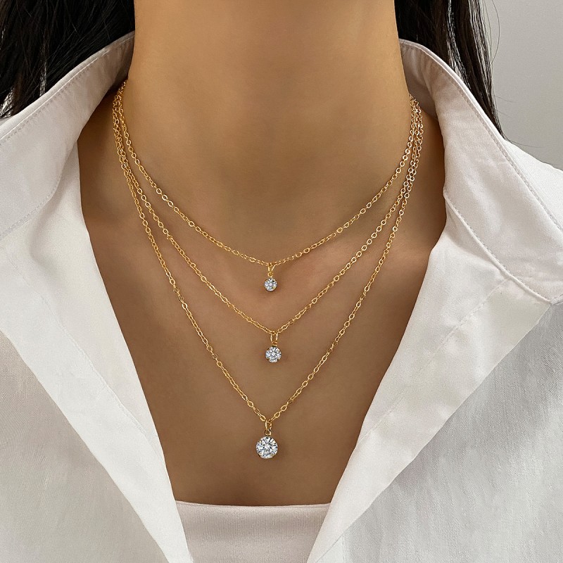 Necklace Manufacturer - 2025 Fashion Zircon Three Layer Tassel Gold for Women