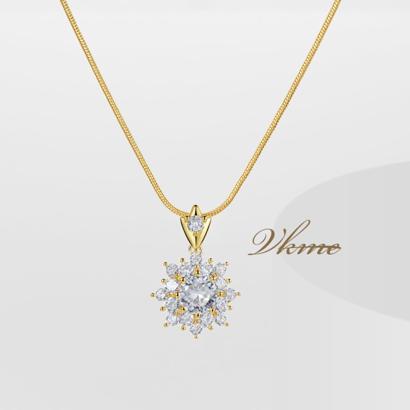 Necklace Manufacturer - Custom Wholesale Christmas Snowflake Copper Zircon Lover Gift