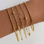 Bracelet Set Supplier - 2024 Heart 5 Pieces Gold Plated Geometric Adjustable for Women