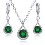 Jewelry Set Supplier - Luxury Waterdrop Shape Crystal Necklace Earrings Wedding Party