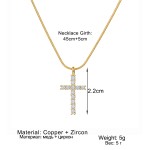 Necklace Manufacturer - Wholesale Gold Plated Zircon Crystal Rhinestone Cross Copper