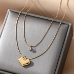Necklace Factory - Custom Double Layered Crystal Love Heart Gold Color Pendant
