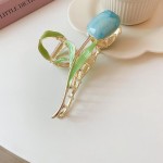 Hair Clips Supplier - Tulip Metal Enamel Flower Large Claw Clip Headgear Accessories