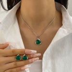 Jewelry Set Manufacturer - Trendy Triangle Pendant Necklace Earrings Set for Women