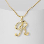 Pendant Necklace Manufacturer - 18K Gold Plated Alphabet Letter Copper Zircon Initial