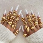 Ring Set Manufacturer - 2025 Exaggerated Irregular Light Gold Geometric Open