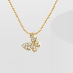 Choker Necklace Supplier - Gold Plated Copper Zircon Custom Initial Charm Butterfly