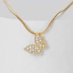 Choker Necklace Supplier - Gold Plated Copper Zircon Custom Initial Charm Butterfly