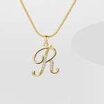 Pendant Necklace Manufacturer - 18K Gold Plated Alphabet Letter Copper Zircon Initial