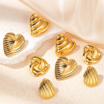 Stud Earrings Supplier - Fashion Metal Square Stainless Steel Gold Plated Lava Irregular