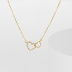 Pendant Necklace Manufacturer - Custom Wholesale Interlocking Heart CZ Zircon Double