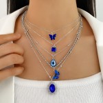 Necklace Supplier - 5Pcs Butterfly Heart Water-drop Crystal Rhinestone Love Heart