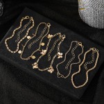 Ankle Chain Factory - Fashionable Butterfly Love Loop Purple Bead 5-piece Gold Plated