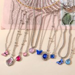 Necklace Supplier - 5Pcs Butterfly Heart Water-drop Crystal Rhinestone Love Heart