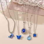 Necklace Supplier - 5Pcs Butterfly Heart Water-drop Crystal Rhinestone Love Heart