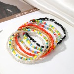 Anklet Bracelets Supplier - 7pcs Handmade Beaded Rainbow Color Elastic Foot Beach