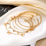 Ankle Chain Factory - Fashionable Butterfly Love Loop Purple Bead 5-piece Gold Plated