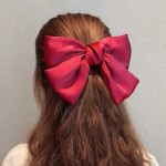 Hair Clips Manufacturer - Satin Bow Large Tails Hair Bow Hairpin Bowknot Hairgrips