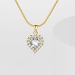 Heart Pendant Manufacturer - 18K Gold Cubic Zirconia Bling Love Necklace Accessories