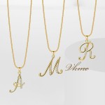 Pendant Necklace Manufacturer - 18K Gold Plated Alphabet Letter Copper Zircon Initial