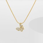 Choker Necklace Supplier - Gold Plated Copper Zircon Custom Initial Charm Butterfly
